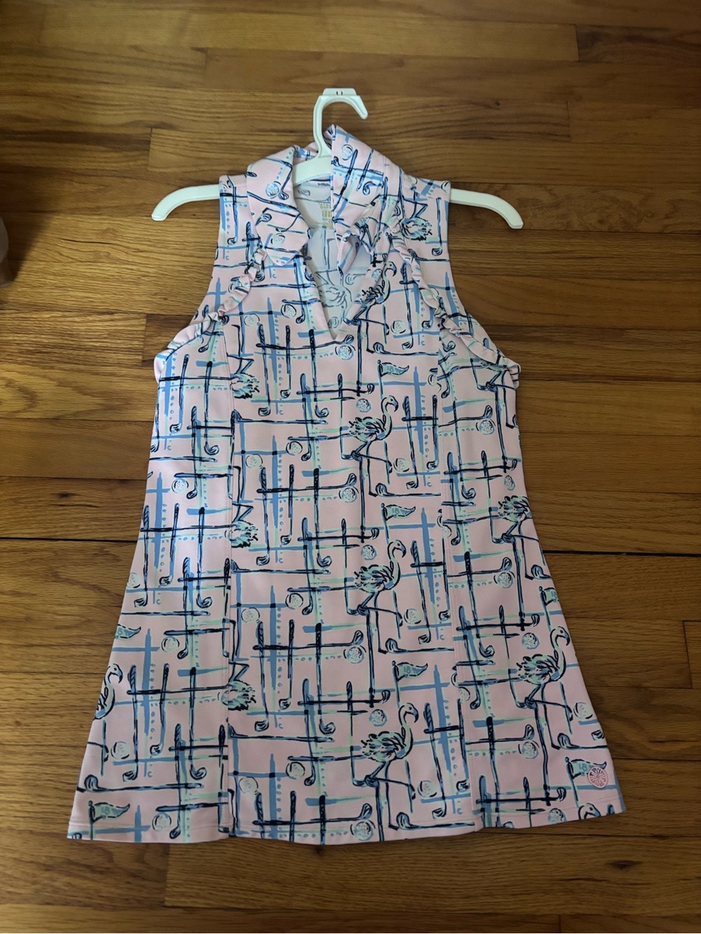 Lilly Pulitzer Luxletic Sleeveless Polo Top Women’s Size S Pink Flamingos